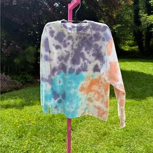 OOTD style Tie-Dye Sweatshirt in Purple, Blue, and Orange
